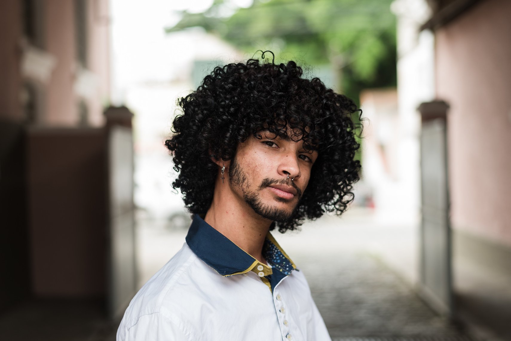 Big curly haired man